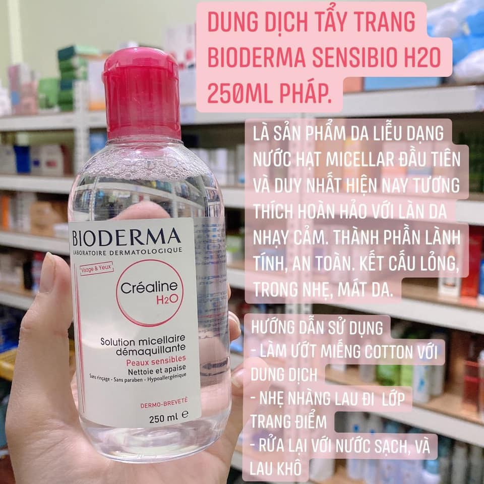 Nước Tẩy Trang Bioderma H2O 500ml Créaline Hồng, Sébium Xanh lá, Hydrabio Xanh dương [BẢN NỘI ĐỊA PHÁP]- Kamy Beauty