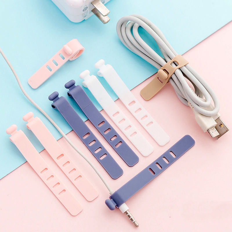 Set 4 Dây Đai Buộc Cố Định Tai Nghe, Dây Sạc Chống Rối Bằng Silicon Tiện Dụng