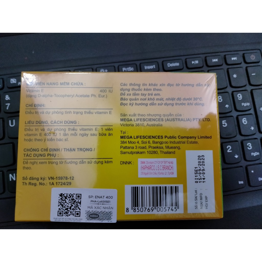 ENAT 400 Vitamin E 400 IU | Thế Giới Skin Care