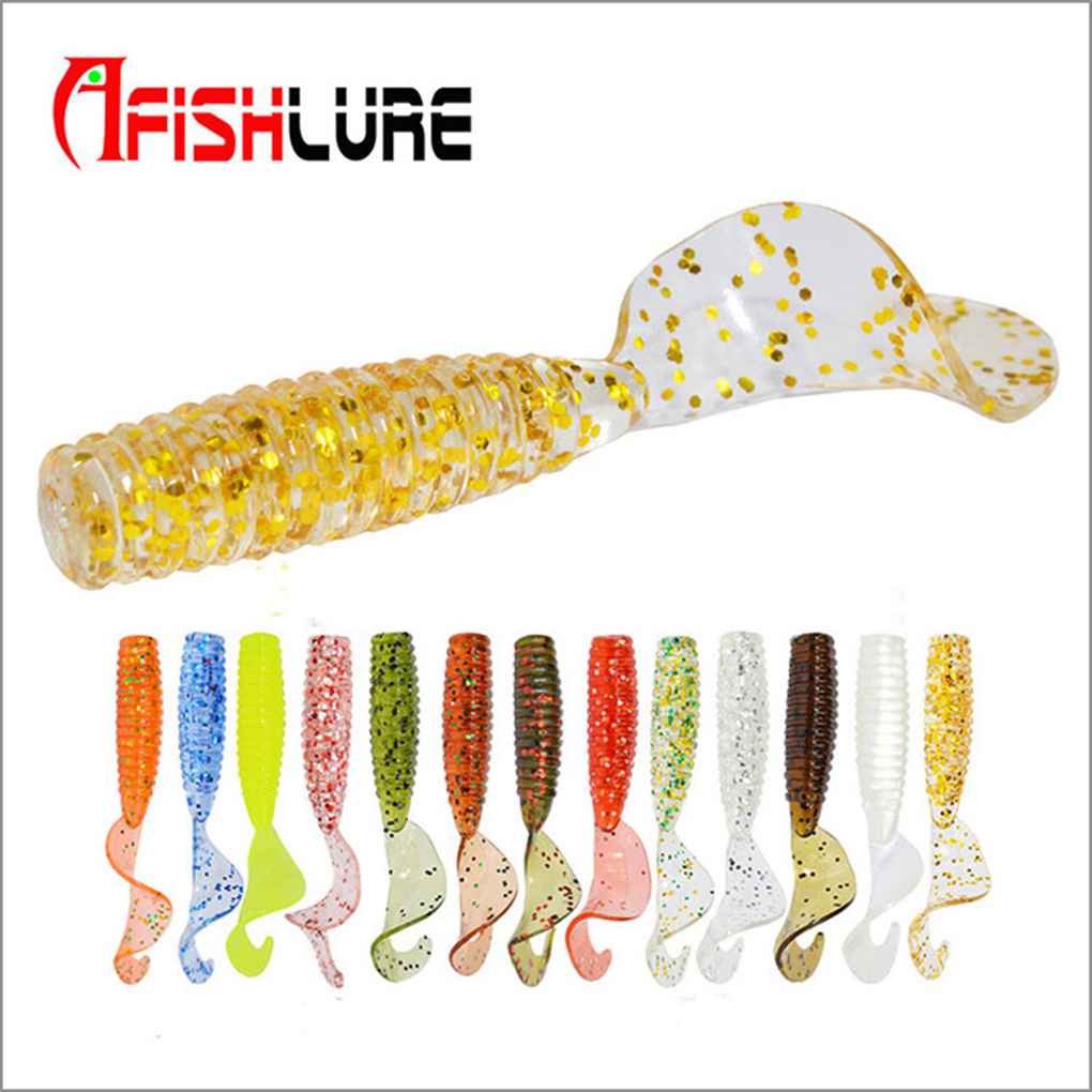 [GLOBAL] 12pcs/set Fishing Lure 45mm 1 2g Grub Artificial Panfish Crappie Trout Crankbait Soft Bait Fishing Lure Worm