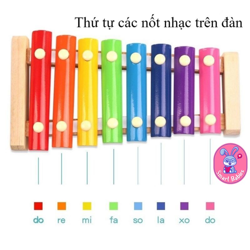 Đàn gỗ xylophone 8 thanh cho bé giúp kích thích bé phát triển cảm quan, cảm thụ âm nhạc