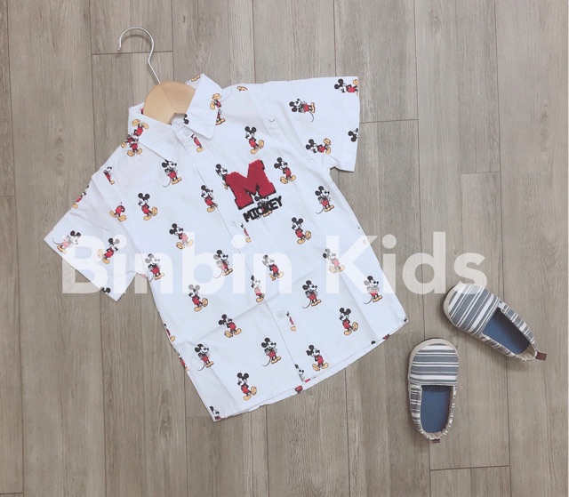 Áo sơ mi Mickey HM xuất dư xịn