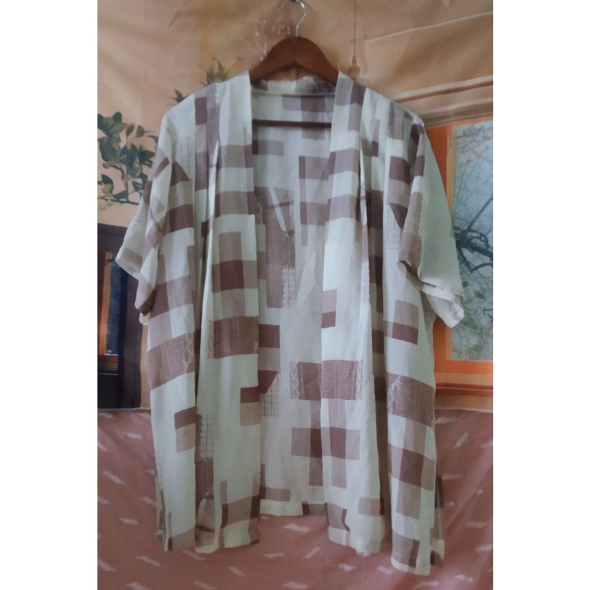 |2hand| Áo khoác voan korea - áo choàng dáng dài họa tiết kẻ xinh xắn | BigBuy360 - bigbuy360.vn