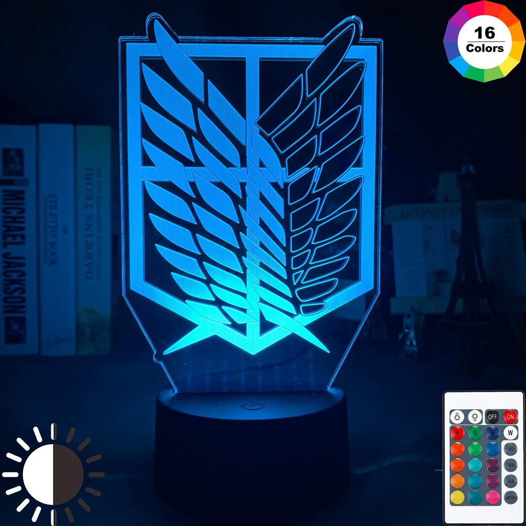 3D Illusion Led Night Light Wings of Liberty 7 màu Thay đổi đèn ngủ cho trẻ em Phòng trang trí nội thất Đèn bàn Attack on Titan Gift