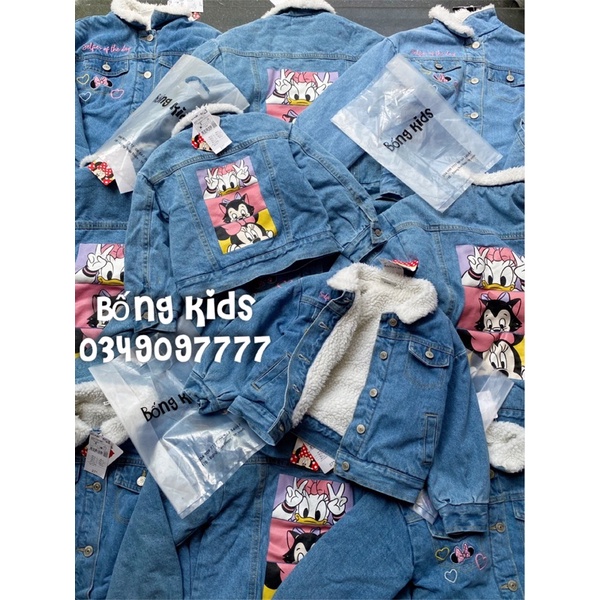 Áo Khoác Jean Bé Gái Lót Cừu Đáp Lưng Mickey&amp;Bạn Kiabi