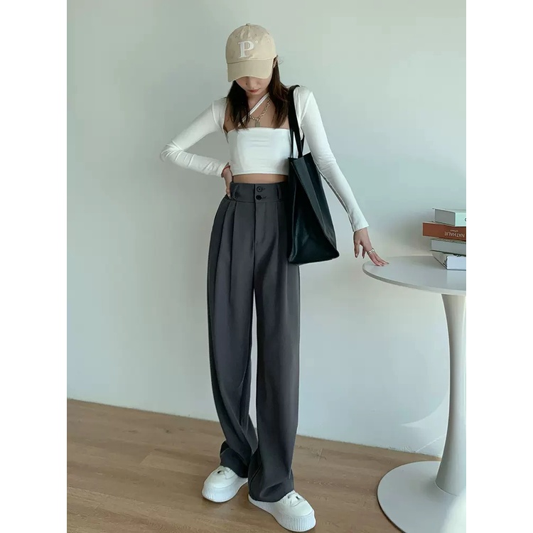 Quần ống rộng Lưng Cao Thời Trang retro Cho Nữ
