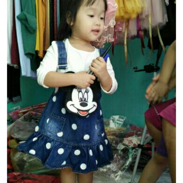 THANH LÝ LẺ = SỈ VÁY YẾM BÒ BÉ GÁI MICKEY KÈM ÁO THUN DÀI TAY QUẢNG CHÂU