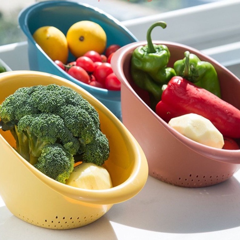 Rổ nhựa chữ nhật đựng đồ kèm lỗ thoát nước - Gía đa năng dùng để vo gạo, rửa các loại hạt, đựng rau củ quả T2