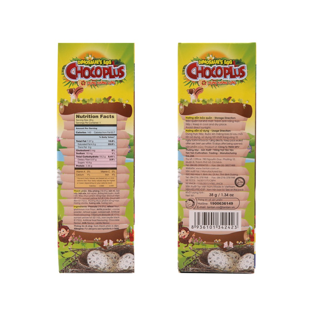 Đậu phộng trứng khủng long Chocoplus Tân Tân hộp 38g