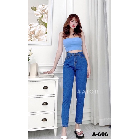 [ĐỦ 4 MÀU] Quần Jeans Nữ Aiori Quần Baggy Jeans Lưng Cao Baggy Bò Trơn Lai Cuốn Phong Cách Thời Trang_ Mã  B606