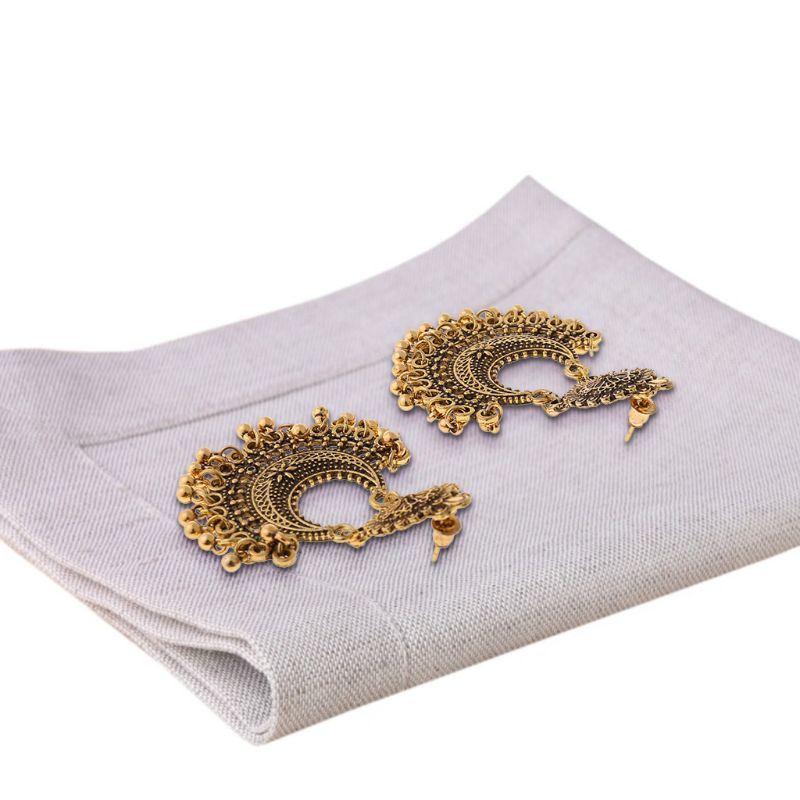 Bông Tai Dáng Dài Phối Tua Rua Phong Cách Ấn Độ Độc Đáo Thời Trang