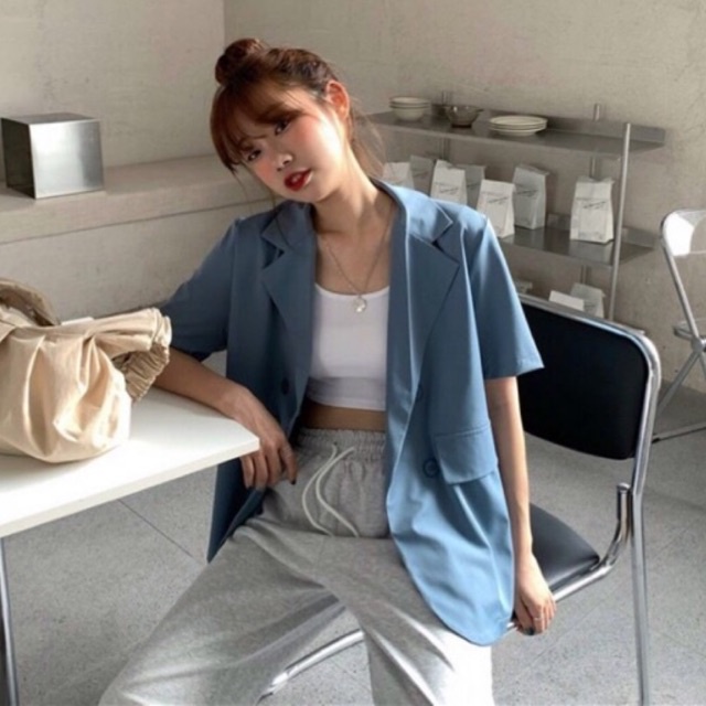 Áo blazer nữ cộc tay áo khoác vest nhiều màu phong cách ulzzang Hàn Quốc xixeoshop - V50