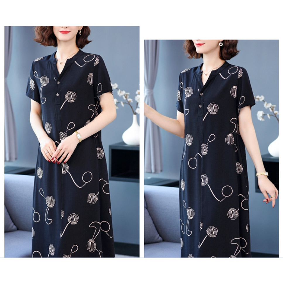 (HÀNG SẴN) Váy Hoa Cotton Mùa Hè Mềm Mát Cho Mẹ VH11 - Hàng Quảng Châu Cao Cấp