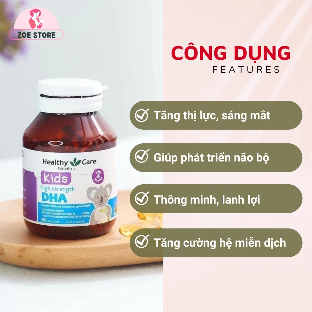 Viên bổ sung DHA Healthy Care cho bé  của Úc, giúp bé phát triển não bộ, thông minh, lanh lợi