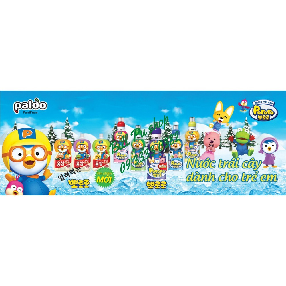 Nước trái cây PORORO HÀN QUỐC - 6 vị (Dâu, Táo, Việt Quất, Sữa, Chuối, Trái Cây Nhiệt Đới) 235ml