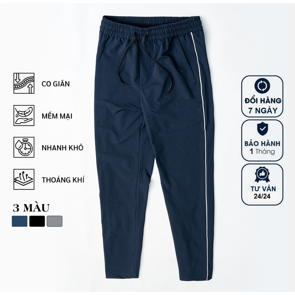 Quần Dài Thể Thao Nam Ống Suông Vải Gió Cao Cấp Hàng Vnxk Co Giãn Tốt Không Nhăn Chống Bụi - D320