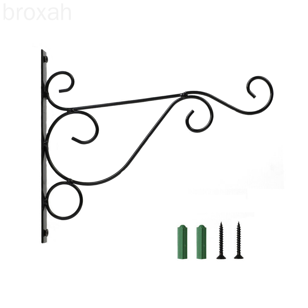 Wall Hanging Flower Basket Hooks Bracket Metal Iron Lantern Plant Pot Stand Hanger with Screws broxah