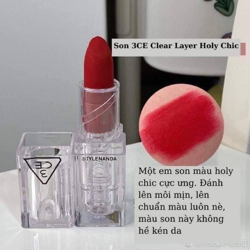 Son thỏi 3CE SOFT MATTE HOLY CHIC đỏ hồng lạnh