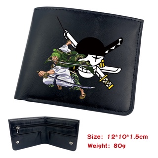 Ví Ngắn Màu Đen In Hình Hoạt Hình One PIECE Roronoa Zoro Nami Usopp Cho Học Sinh Nam Và Nữ