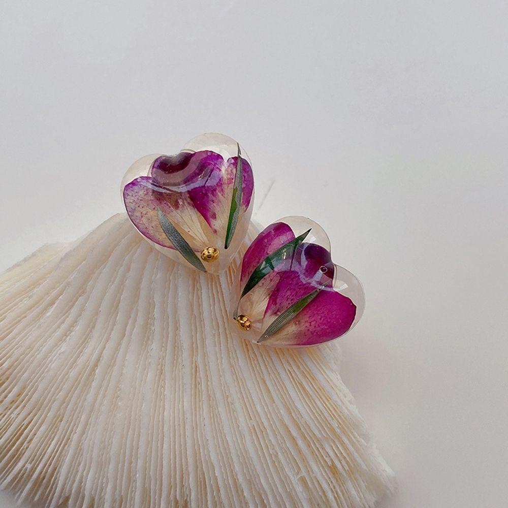 Bông Tai Hình Tròn Họa Tiết Hoa Khô Phong Cách Hàn Quốc Ngọt Ngào Cho Nữ