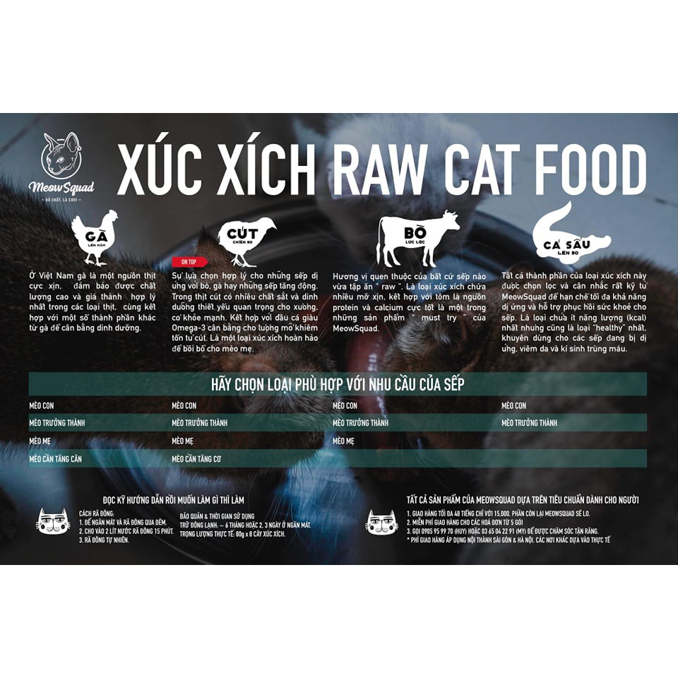 Xúc Xích Raw Cat Food 640g - Thực Phẩm Tươi Cho Mèo