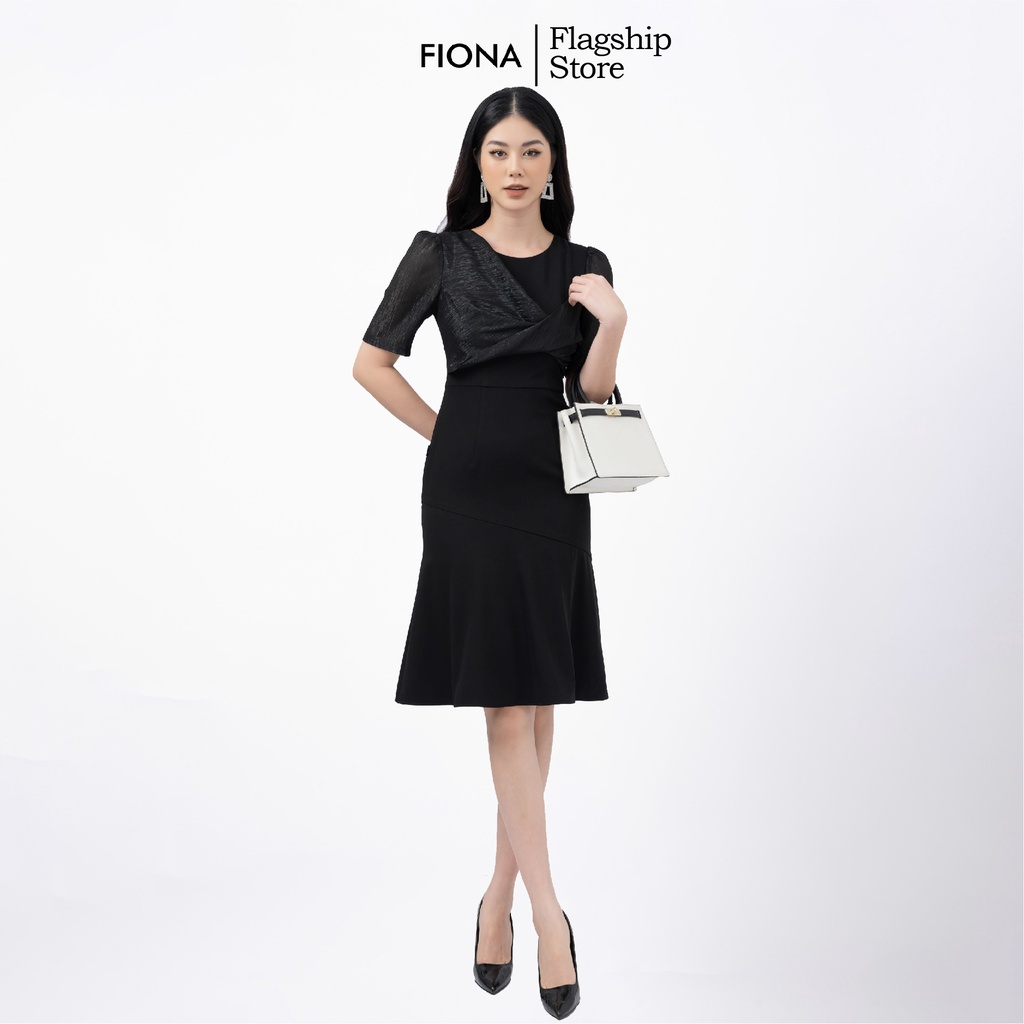 Đầm nữ dáng ôm đuôi cá Fiona, Đầm công sở phối vải tơ ánh kim thanh lịch F451410