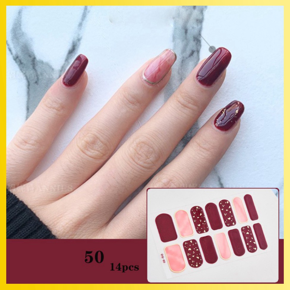 [Sẵn Hàng] Bộ dán móng tay nail sticker mới về gồm 14 móng, không thấm nước, có độ đàn hồi tốt [MTQH41D55]