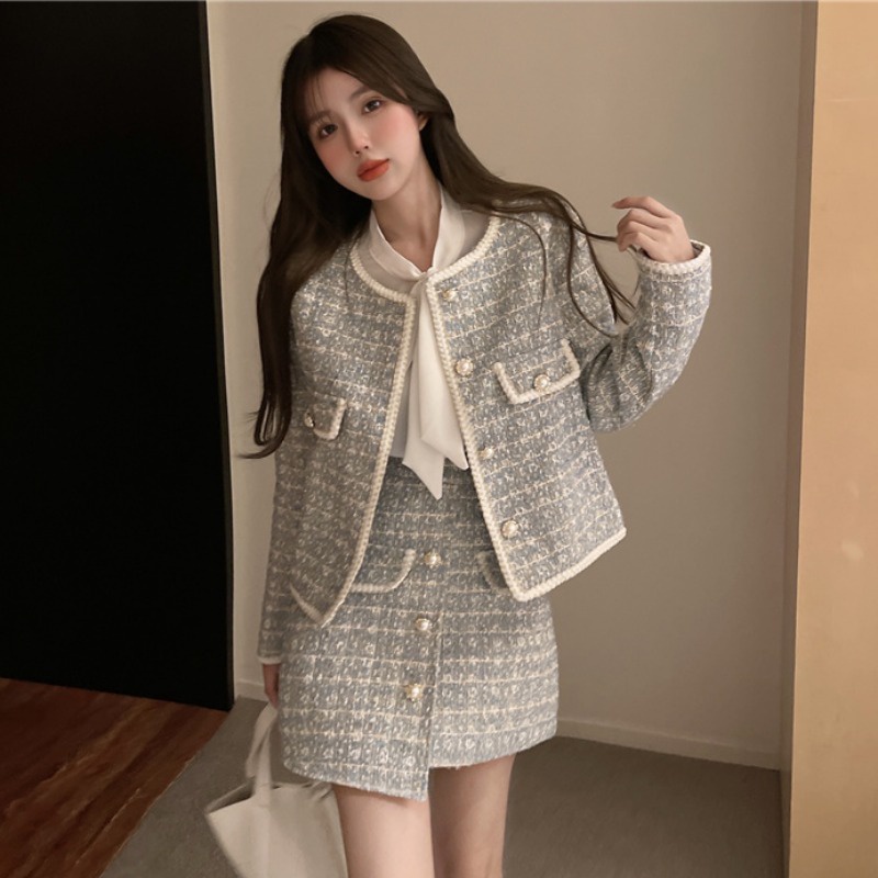 (Hàng order) Set váy dạ kẻ caro phối chân váy chữ A | BigBuy360 - bigbuy360.vn