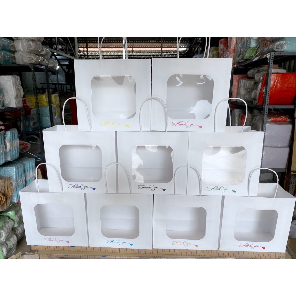 SET 50 CÁI TÚI GIẤY MẶT KÍNH MIKA ĐỰNG HOA, QUÀ TẶNG SIÊU XINH SIZE 20X21X10CM (50 CHIẾC)