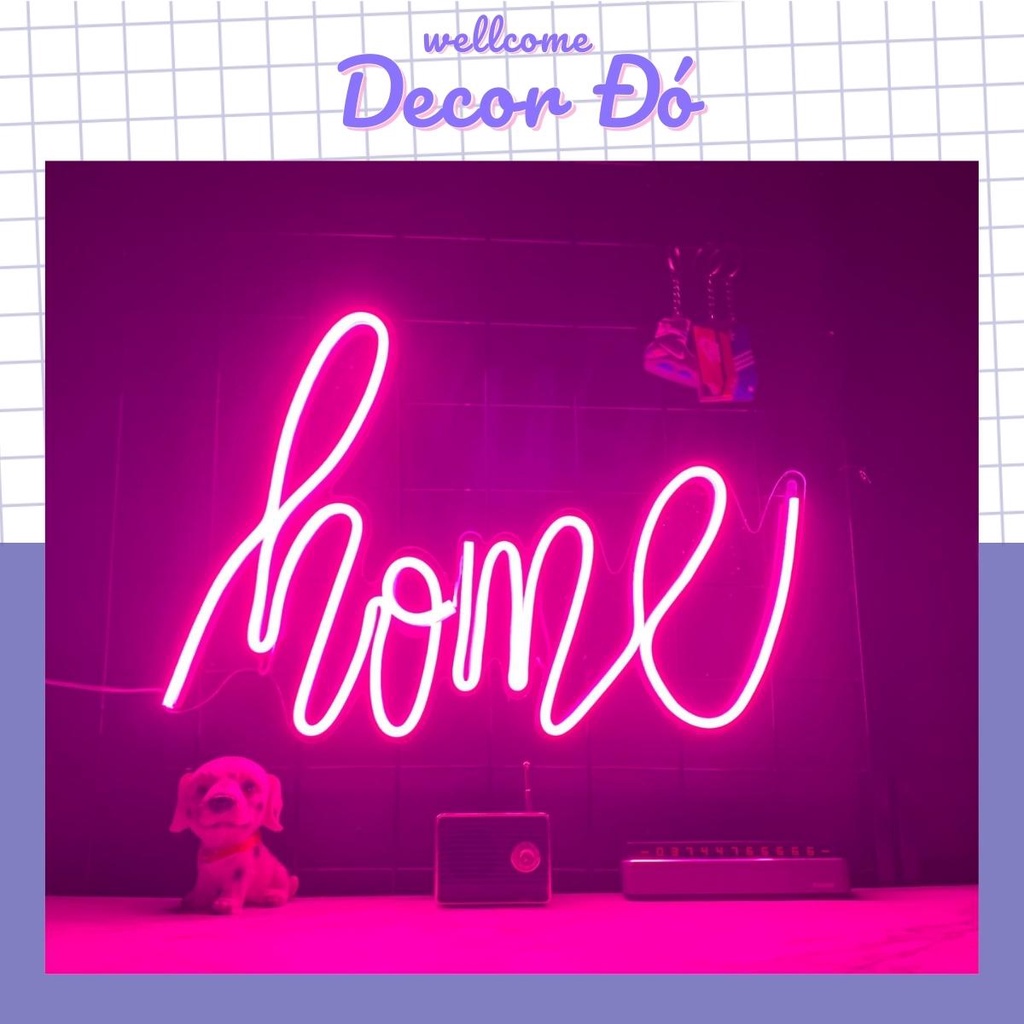 Đèn NeonSign | Chữ Home | Kích Thước 39x22cm | Quà Tặng Trang Trí Cực Chất , Siêu Sáng & Tiết Kiệm Điện Với Led 12v |