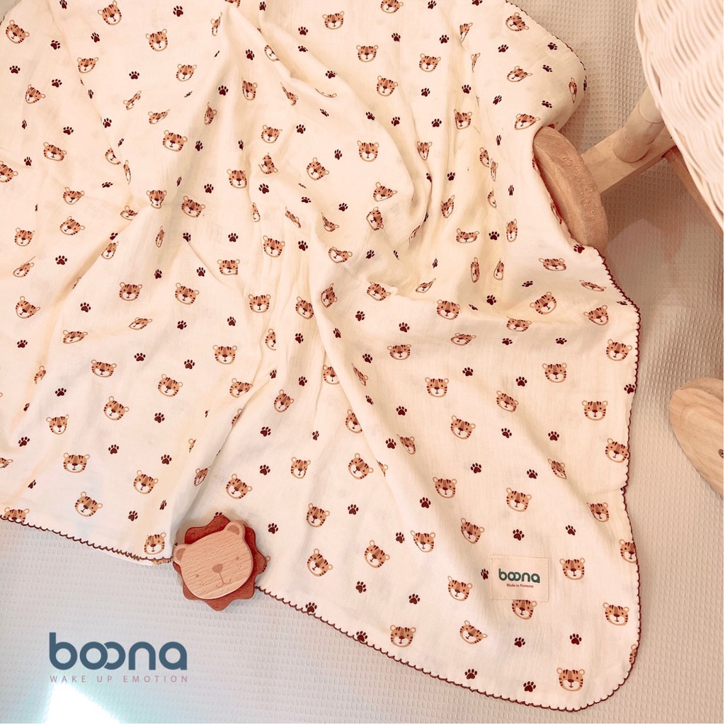 Khăn tắm xô Muslin 4 lớp Boona chính hãng, cao cấp, siêu nhẹ thoáng khí cho bé KT 70x90cm