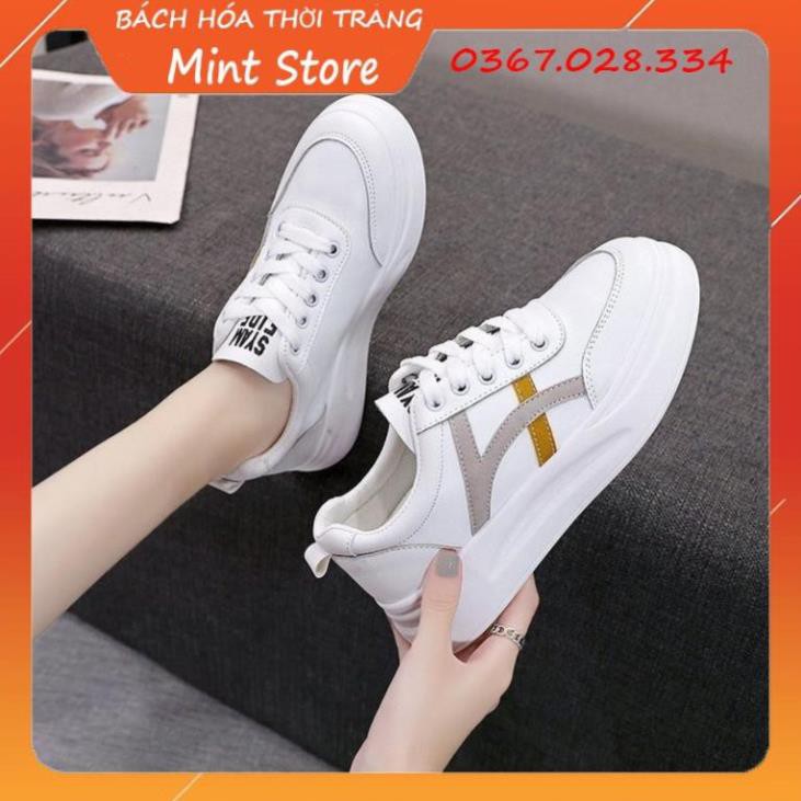 Rẻ Nhất TT GIÀY NỮ, GIÀY THỂ THAO NỮ TRẮNG ĐẾ BÁNH MÌ CAO 3 CM KẺ SỌC SIÊU ĐẸP CỰC HOT G 104