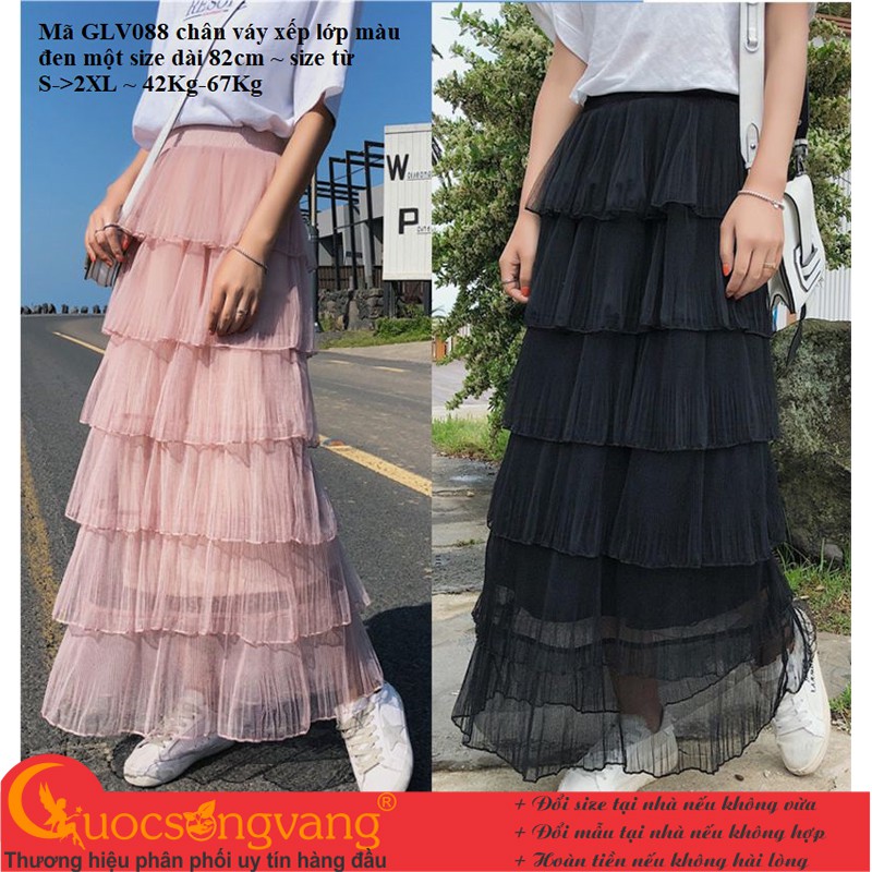 Chân váy xếp lớp chân váy midi hai lớp GLV088 Cuocsongvang