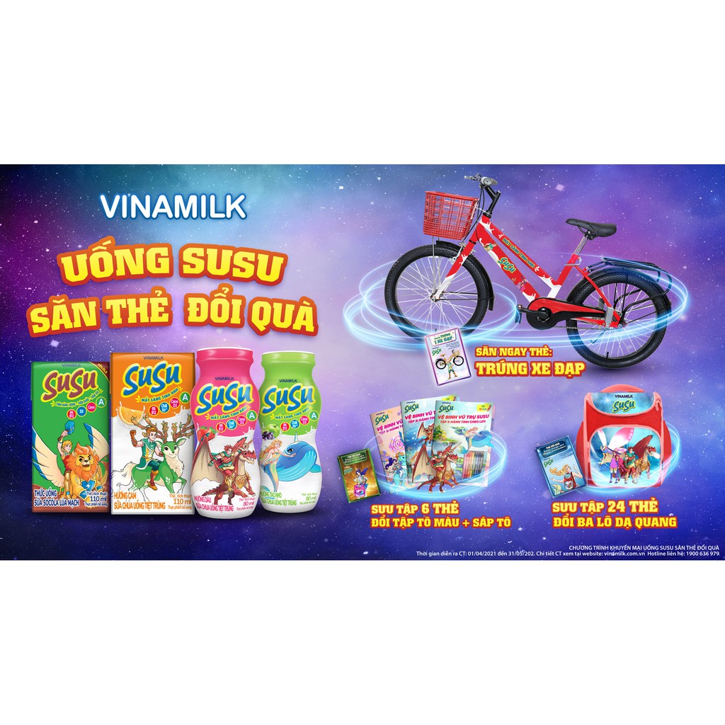 Thùng 48 Chai Sữa Chua Uống Susu IQ Hương Táo Nho 80ml - HSD Luôn Mới