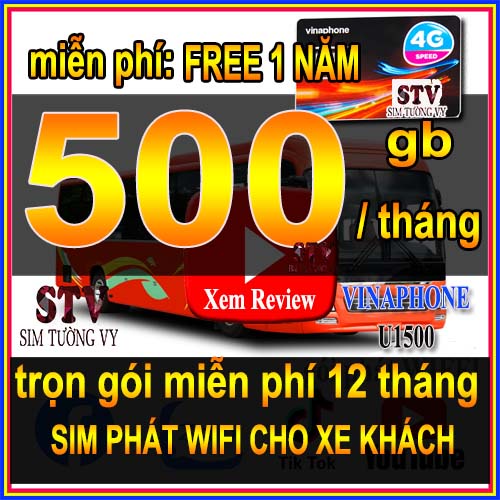 sim 4g vianphone U1500 miễn phí 1 năm gói cước phát wifi dành cho xe khách tặng (500gb/ tháng x 12 tháng liên tục)