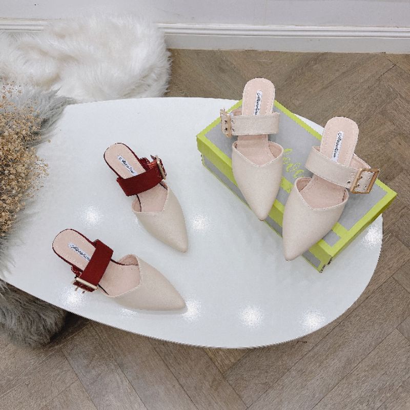 V²h(VIDEO) Dép Sục Quai Khoá Gót 3p Da Mềm Êm Fullbox Cao Cấp