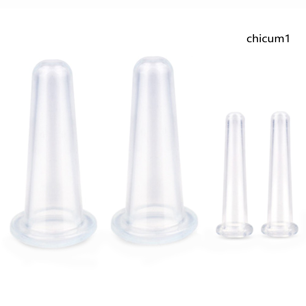 (Hàng Mới Về) Set 4 Cốc Mát Xa Cơ Thể Bằng Silicon Tự Nhiên Chống Cellulite