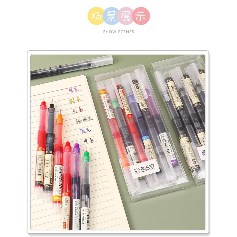 BÚT MỰC GEL 6 MÀU CƠ BẢN  - PHÙ HỢP CHO HỌC SINH, SINH VIÊN VÀ NHÂN VIÊN VĂN PHÒNG