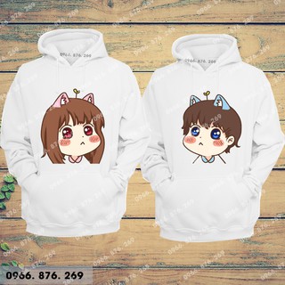 Áo đôi hoodie cực dễ thương ( tặng móc khóa đôi)