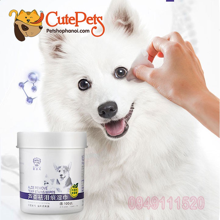 Hộp khăn lau ố mắt ALoe Remove cho thú cưng 100 miếng - Cutepets