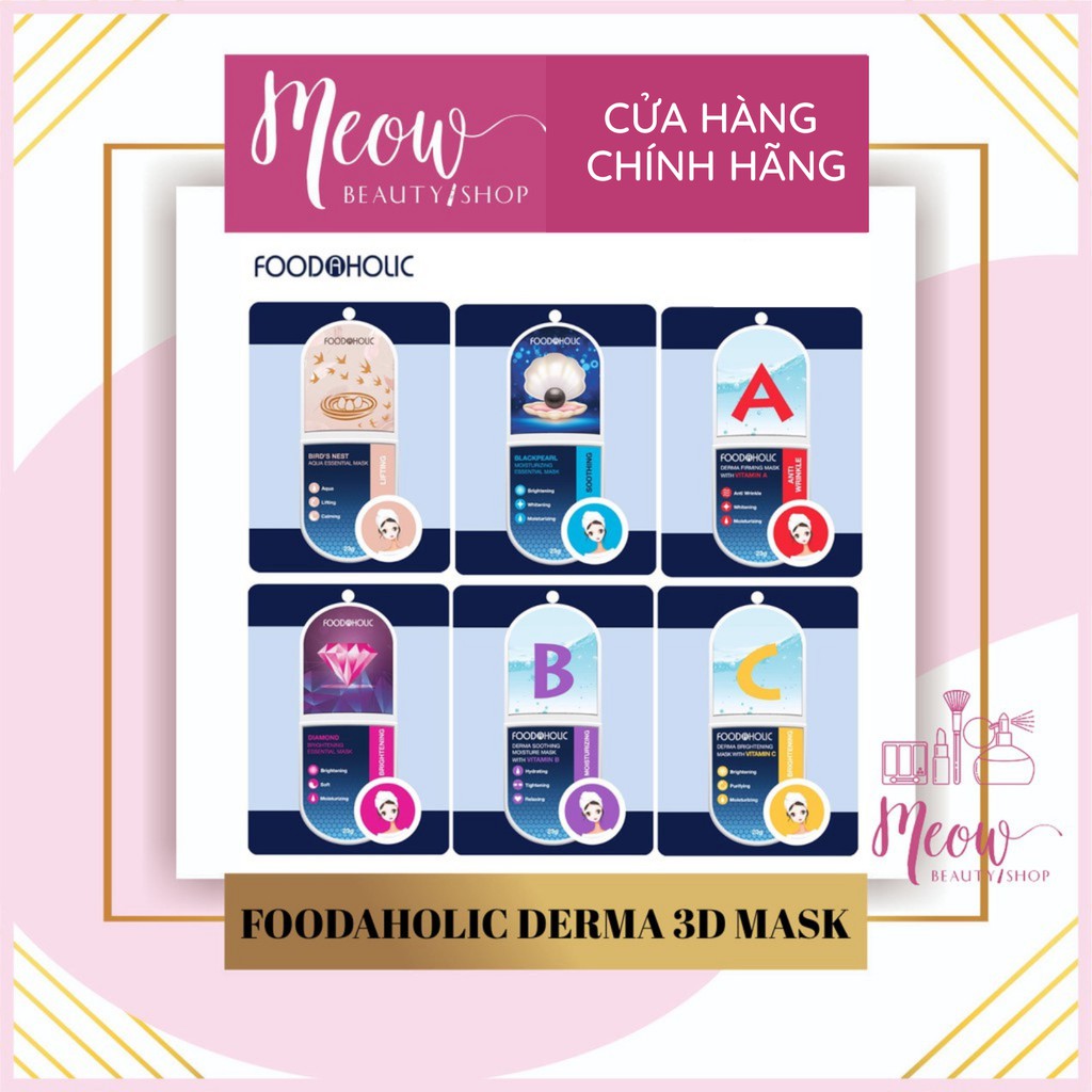 [HB Gift] Mặt nạ Foodaholic cấp ẩm Derma Mask - Meow Beauty Shop by Trinh Meow