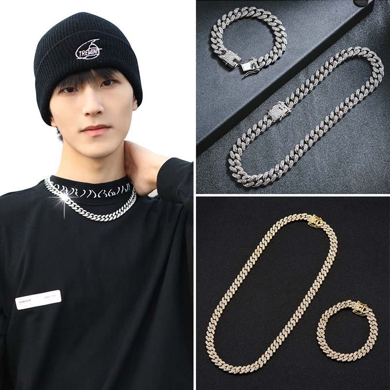 Vòng cổ Đính Kim Cương Lấp Lánh Phong Cách Hip Hop Sang Trọng Dành Cho Nam Và Nữ