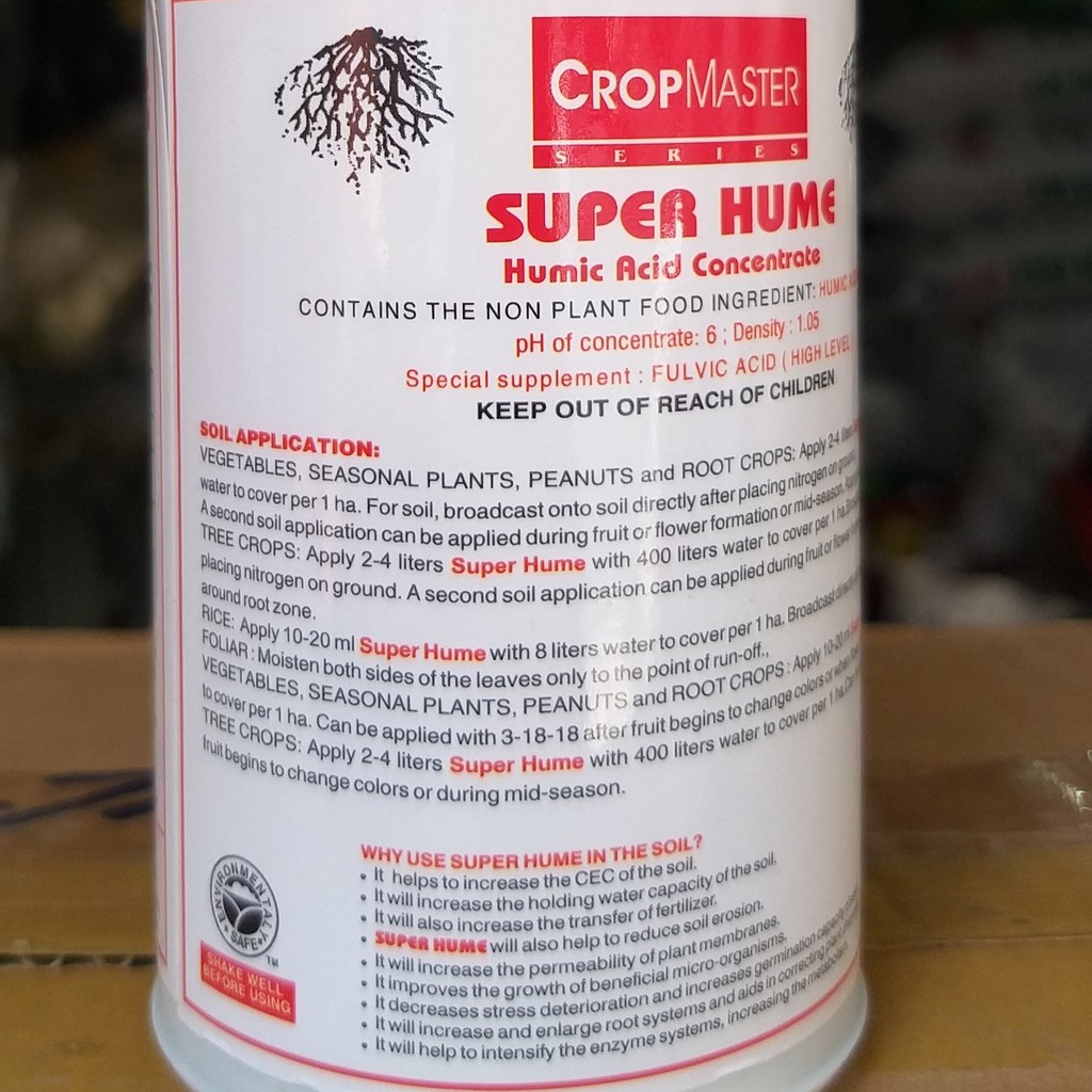 Phân Bón Axit Humic Mỹ SUPER HUME (250ml), Acid Humic Sinh Học - ra rễ mạnh, tăng trưởng nhanh