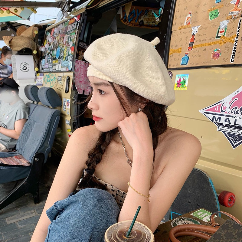 Mũ Beret Da Mỏng Thoáng Khí Phong Cách Hàn Quốc Cá Tính Cho Các Bạn Nữ