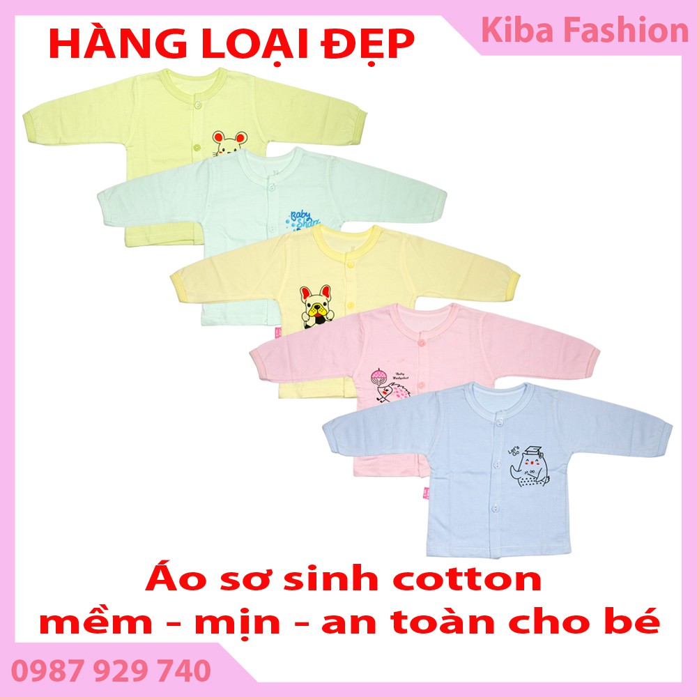 Combo 5 áo dài tay màu cotton cho bé sơ sinh từ 2-6kg