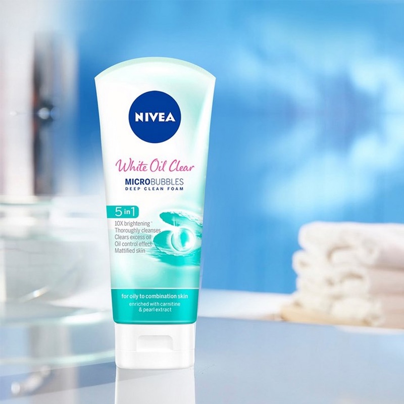 Sữa Rửa Mặt Nivea Pearl White Micro Bubbles Deep Clean Clay Foam 5 IN 1 100g