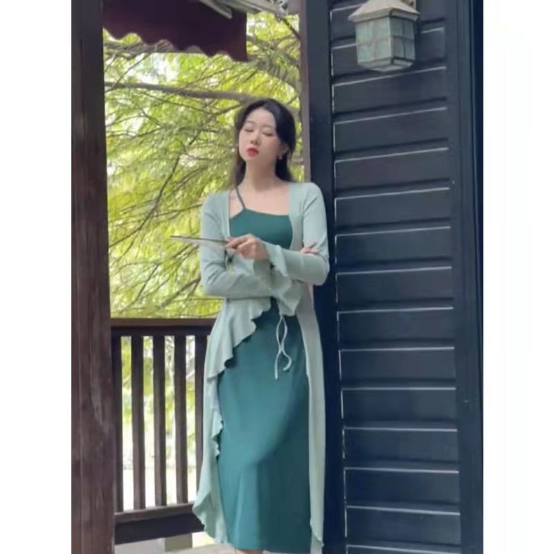 Đầm Thiết Kế Giả Hai Mảnh Thiết Kế Mới Thời Trang Theo Phong Cách Retro