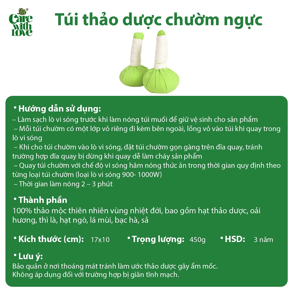 Túi Chườm Thảo Dược Vùng Ngực CARE WITH LOVE Giúp Kích Thích Tăng Cường Sữa Cho Phụ Nữ Sau Sinh