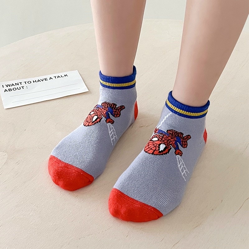 COMBO 5 ĐÔI TẤT NGƯỜI NHỆN CHO BÉ 1-12 TUỔI cổ ngắn