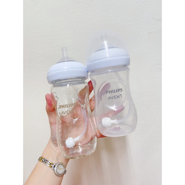 Ống hút quả tạ bình sữa Avent chống sặc, chống đầy hơi, hút mọi tư thế chất liệu silicon siêu mềm